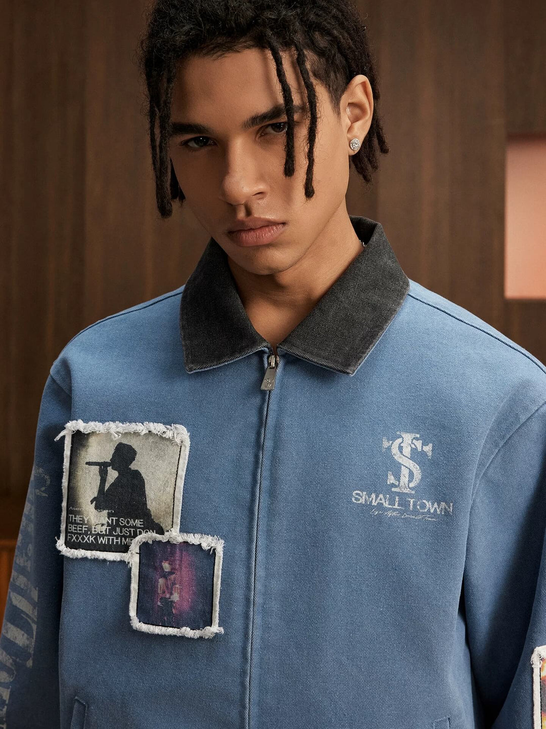 Small Town Kid Music Patch Washed Canvas Work Jacket | Face 3 Face
