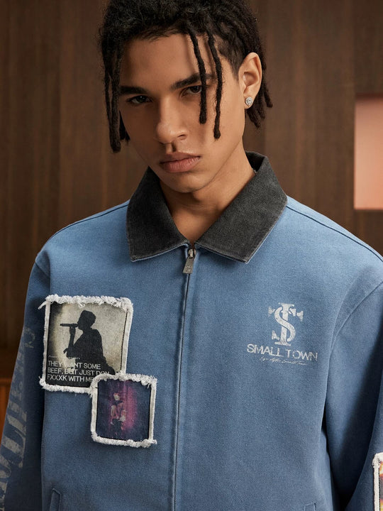 Small Town Kid Music Patch Washed Canvas Work Jacket | Face 3 Face