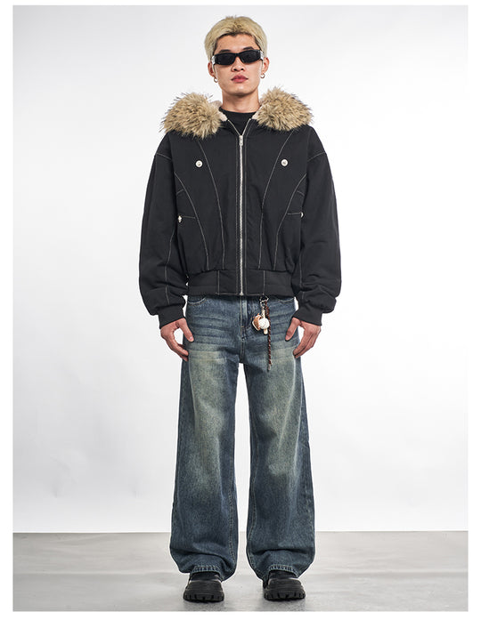 F3F Select Faux Fur Hooded Work Jacket | Face 3 Face