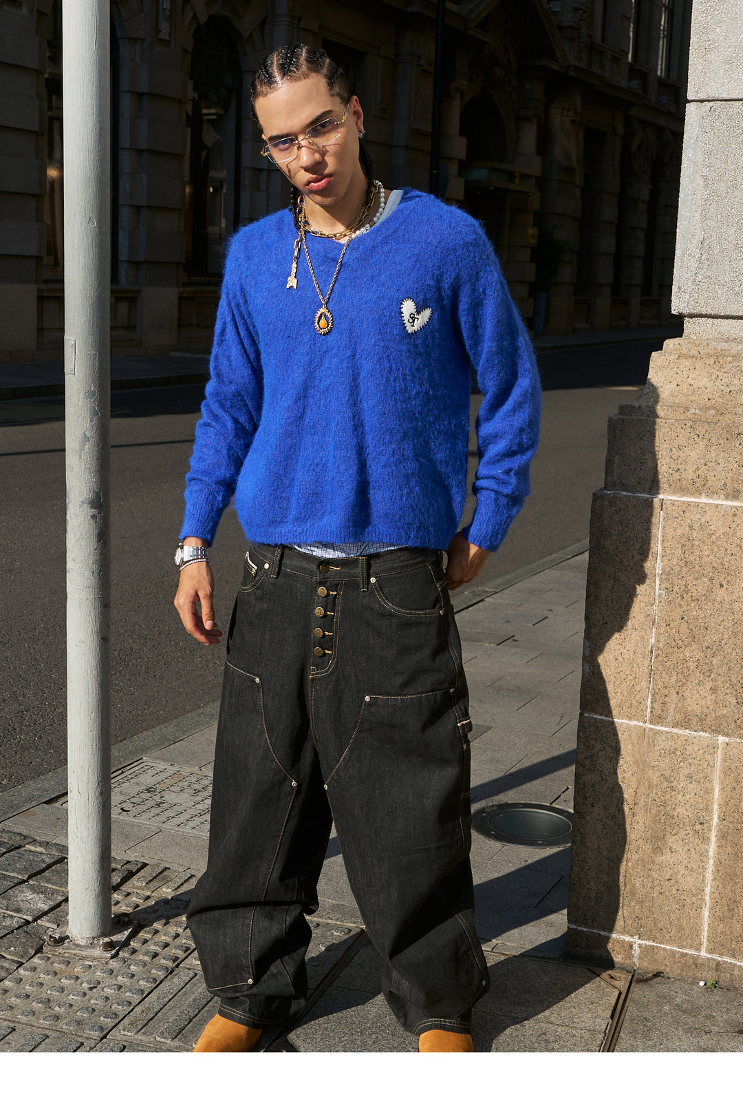 STEEPC Wool Blend Heart Patch Knit Sweater | Face 3 Face