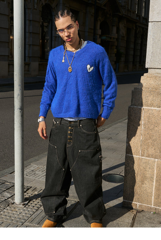 STEEPC Wool Blend Heart Patch Knit Sweater | Face 3 Face