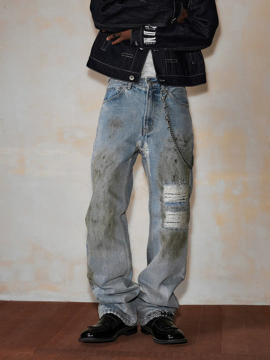 MEDM Washed Frayed Paisley Patch Jeans | Face 3 Face