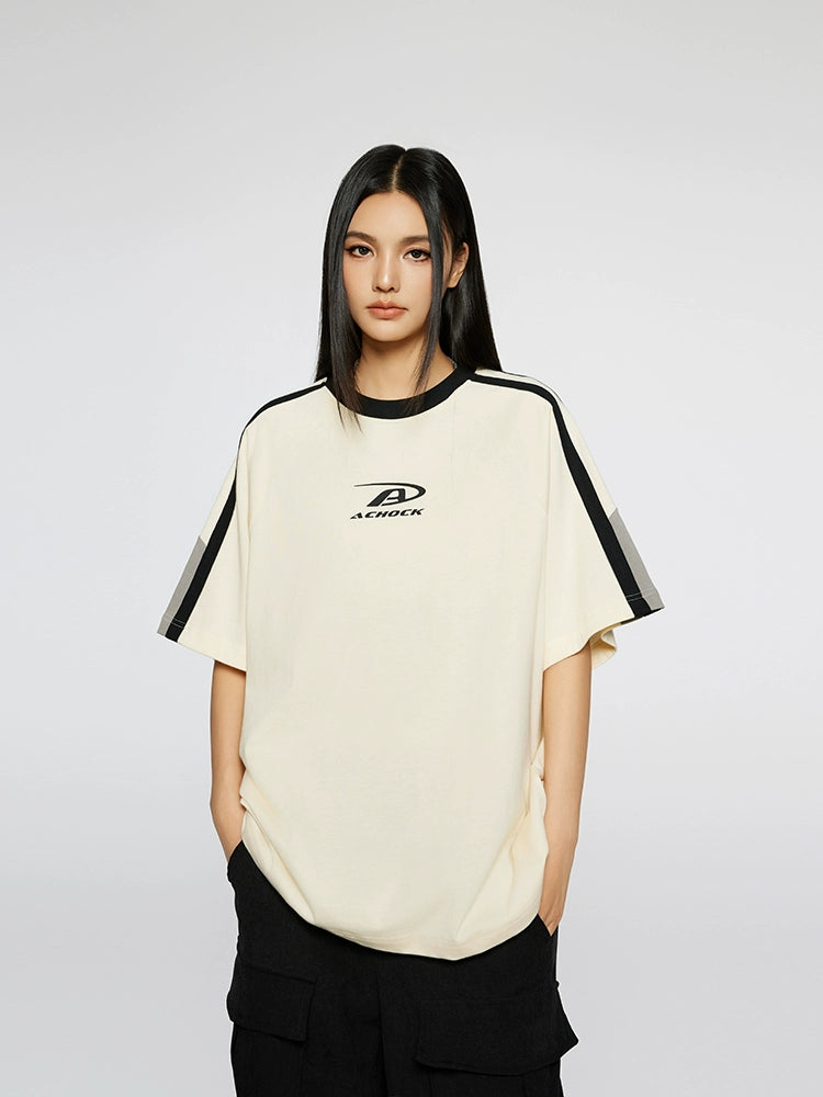 Achock Contrast Color Stitch Logo Print Tee | Face 3 Face