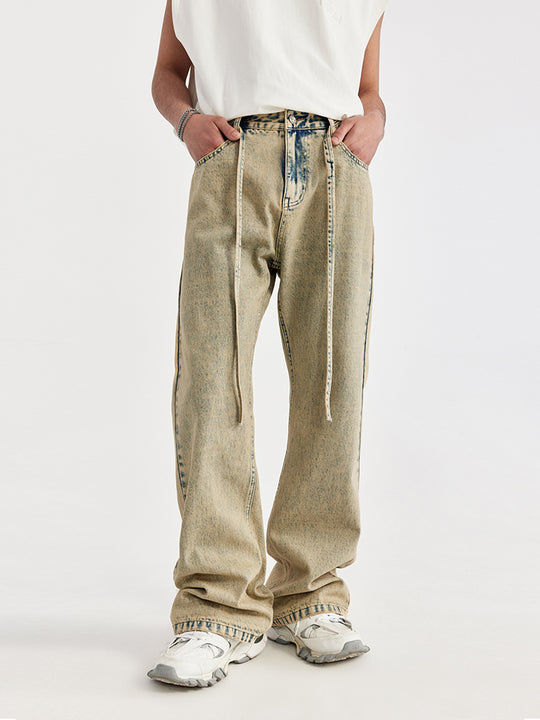 F3F Select Yellow Mud Dyed Old Washed Micro Jeans