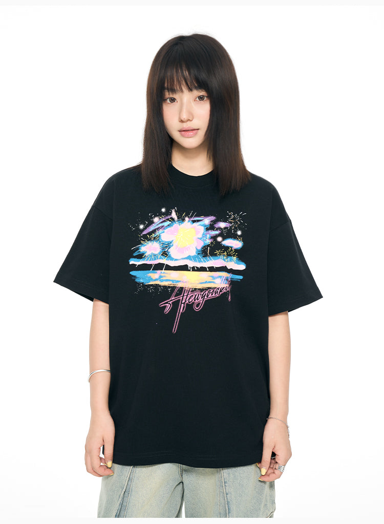 AFGK Fireworks Seascape Print Tee | Face 3 Face