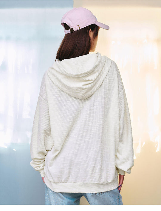 MEDM Star Logo Print Waffle Knit Hoodie | Face 3 Face