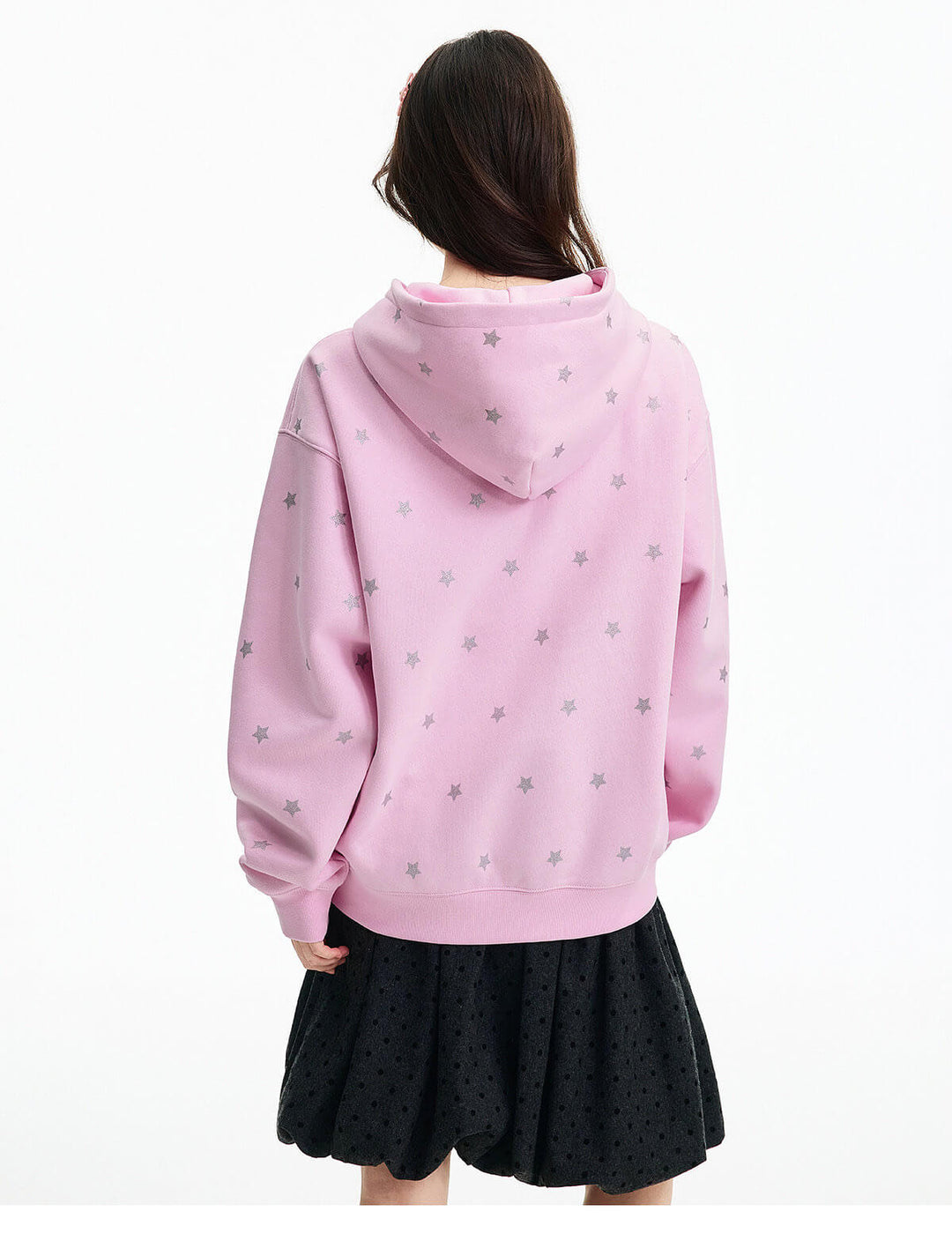 MEDM All Over Glitter Star Print Logo Patch Zip Up Hoodie | Face 3 Face