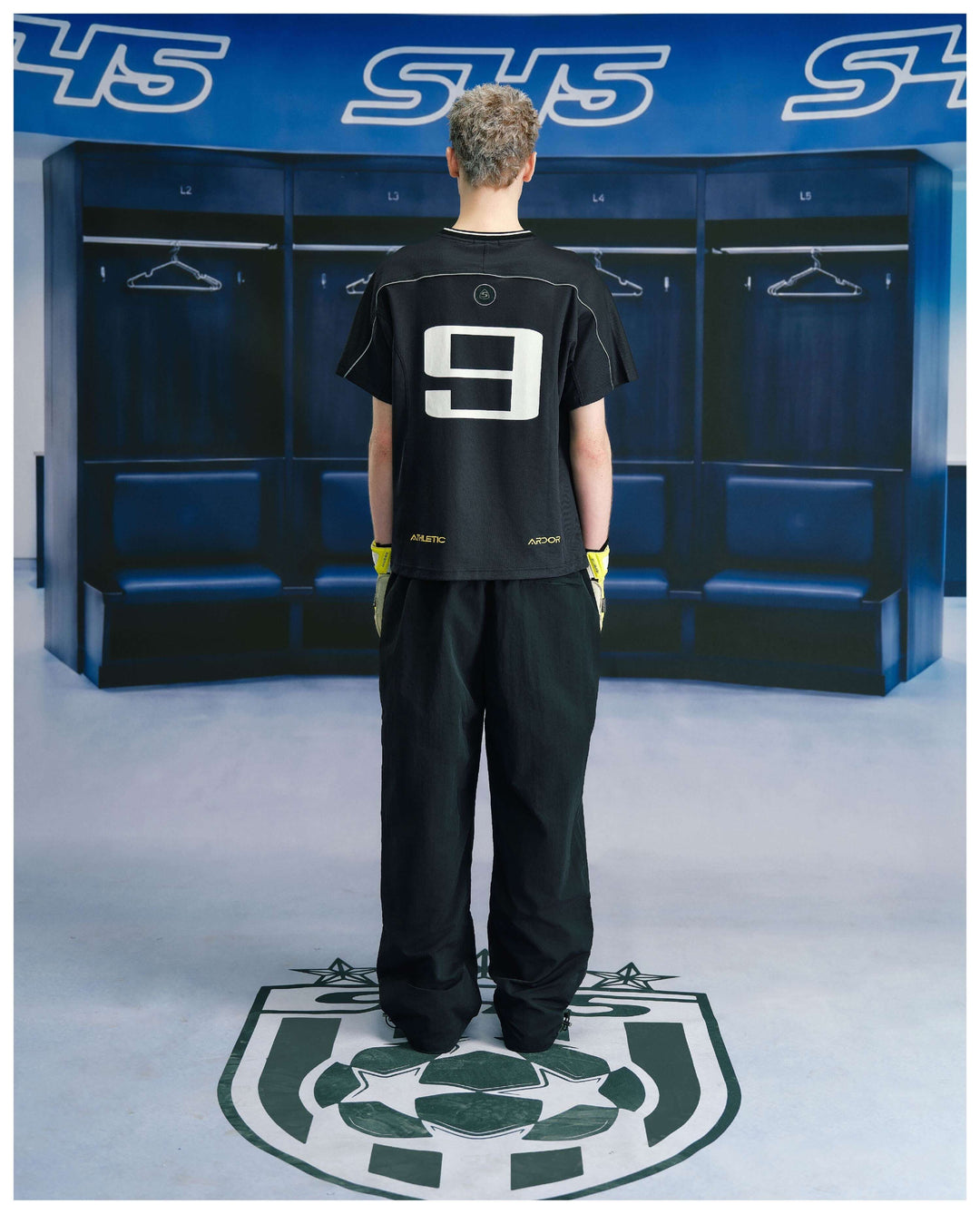 S45 Yellow Color Block Logo Patch Nylon Track Pants | Face 3 Face
