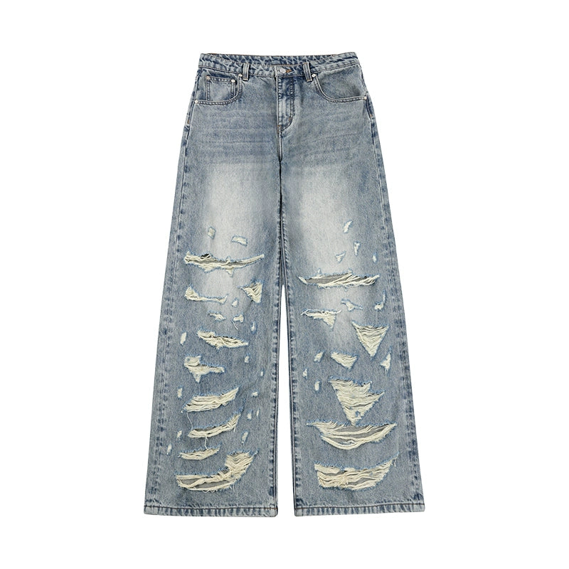 1807 Heavy Destroyed Washed Wide Leg Jeans | Face 3 Face