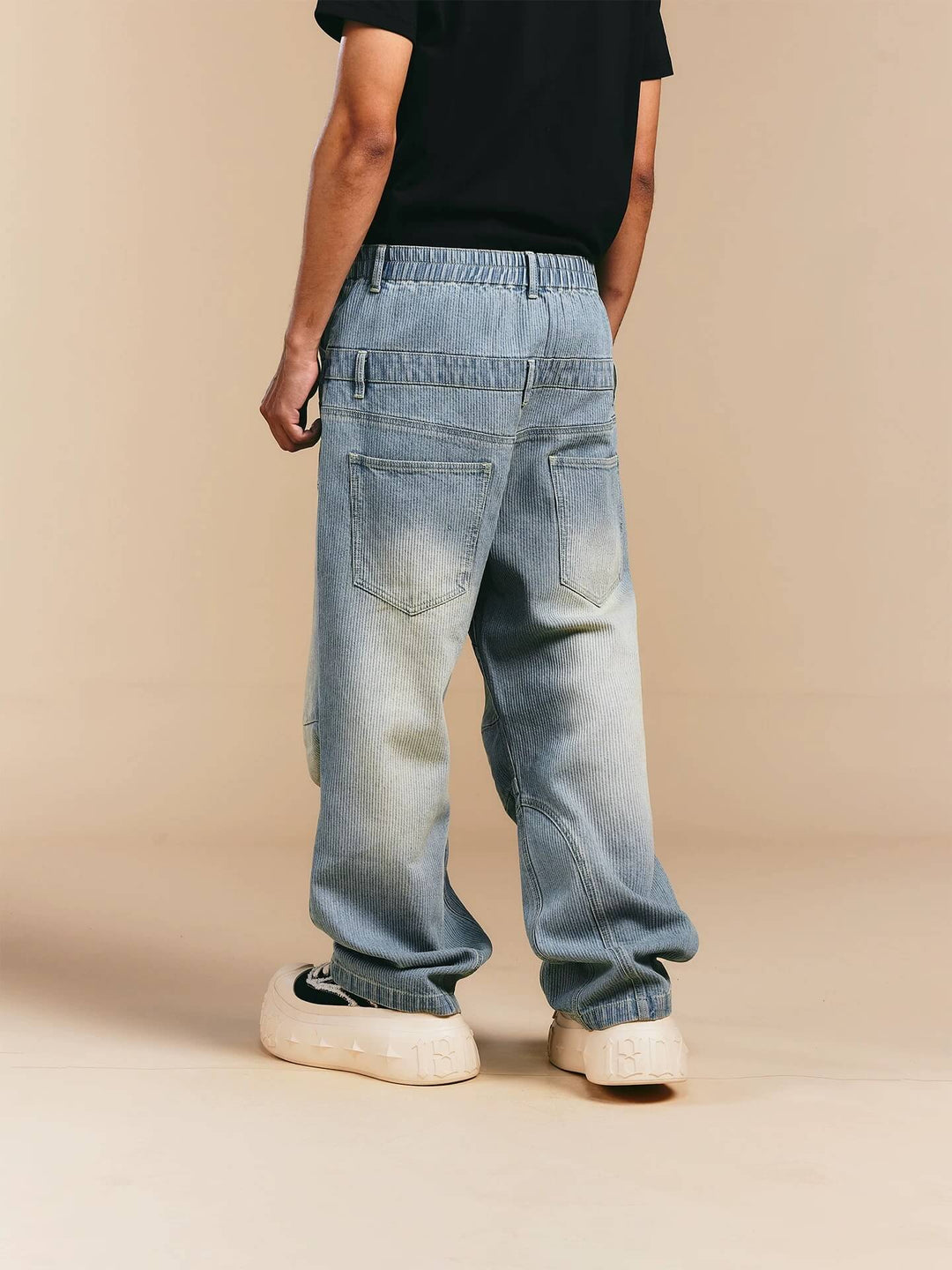 1807 Double Waist Deconstructed Washed Corduroy Jeans | Face 3 Face