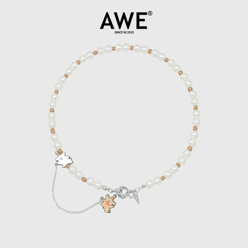 AWE Puppy Party Pendant Pearl Necklace | Face 3 Face