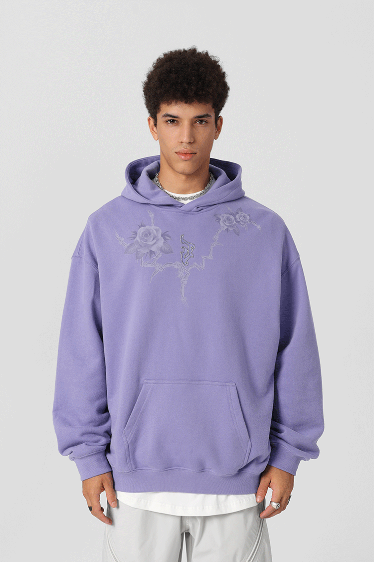 JHYQ Rose Printed 3D Embroidery Hoodie