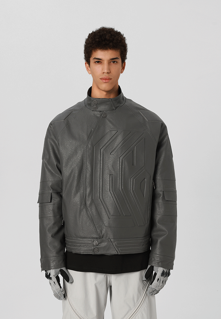 JHYQ Steel Print Motorcycle Jacket