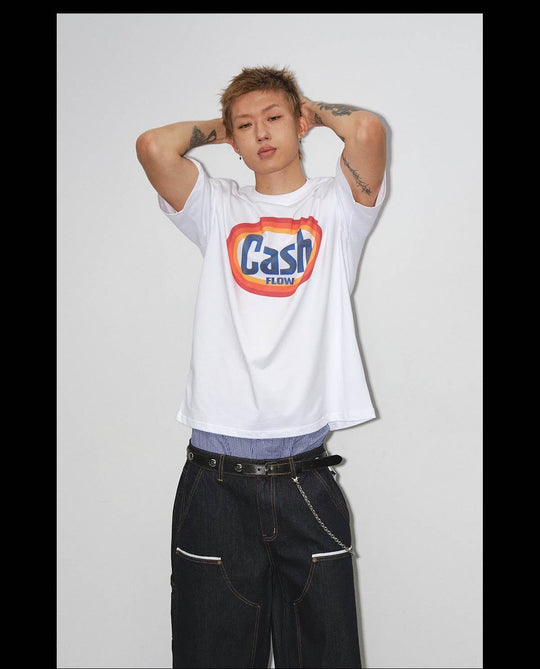 NOVACAM Cash Flow Letter Print Short Sleeve Tee | Face 3 Face