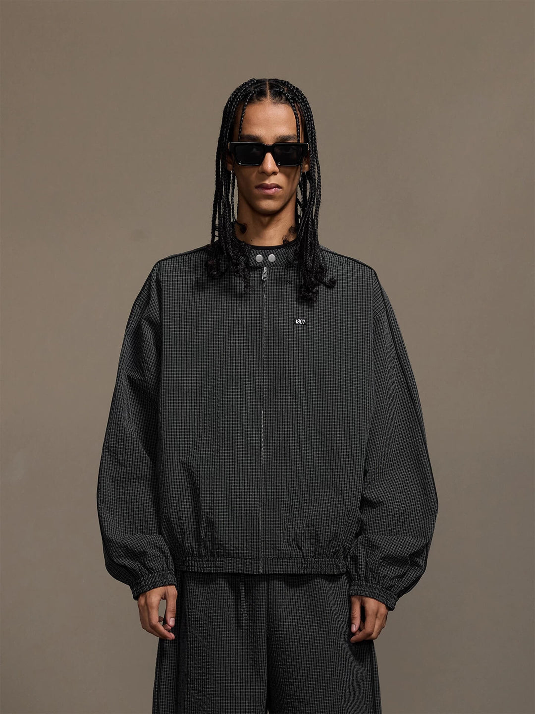 1807 Textured Plaid Track Jacket | Face 3 Face