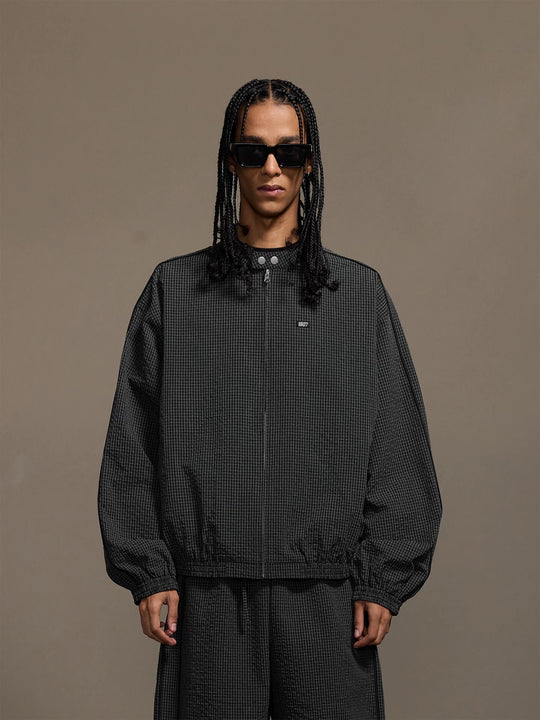 1807 Textured Plaid Track Jacket | Face 3 Face