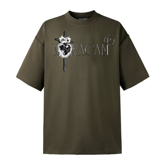 NOVACAM Vintage Frayed Logo Print Backstitch Tee | Face 3 Face
