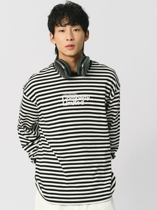 S45 Striped Embroidery Long-Sleeve Tee | Face 3 Face