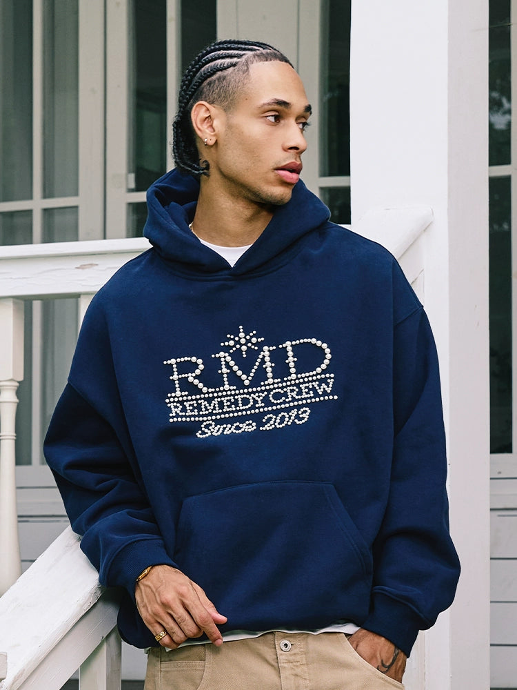 Remedy RMD Pearl Letter Embroidered Hoodie | Face 3 Face