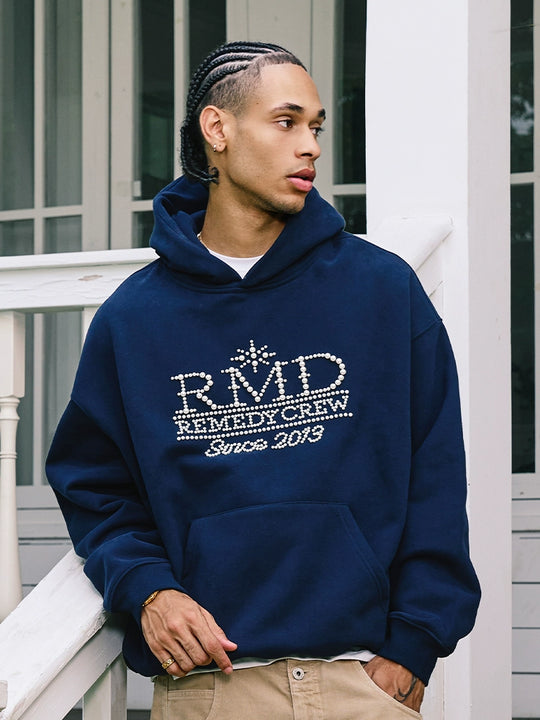 Remedy RMD Pearl Letter Embroidered Hoodie | Face 3 Face