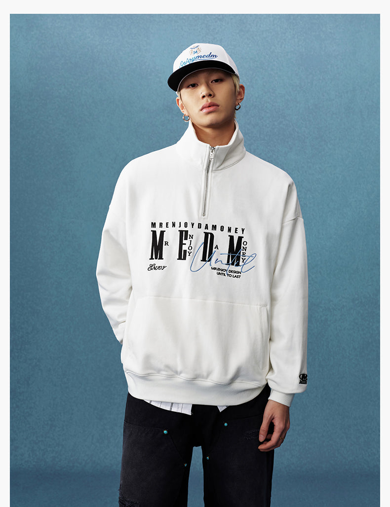 MEDM Half-Zip Logo Embroidered Sweatshirt | Face 3 Face