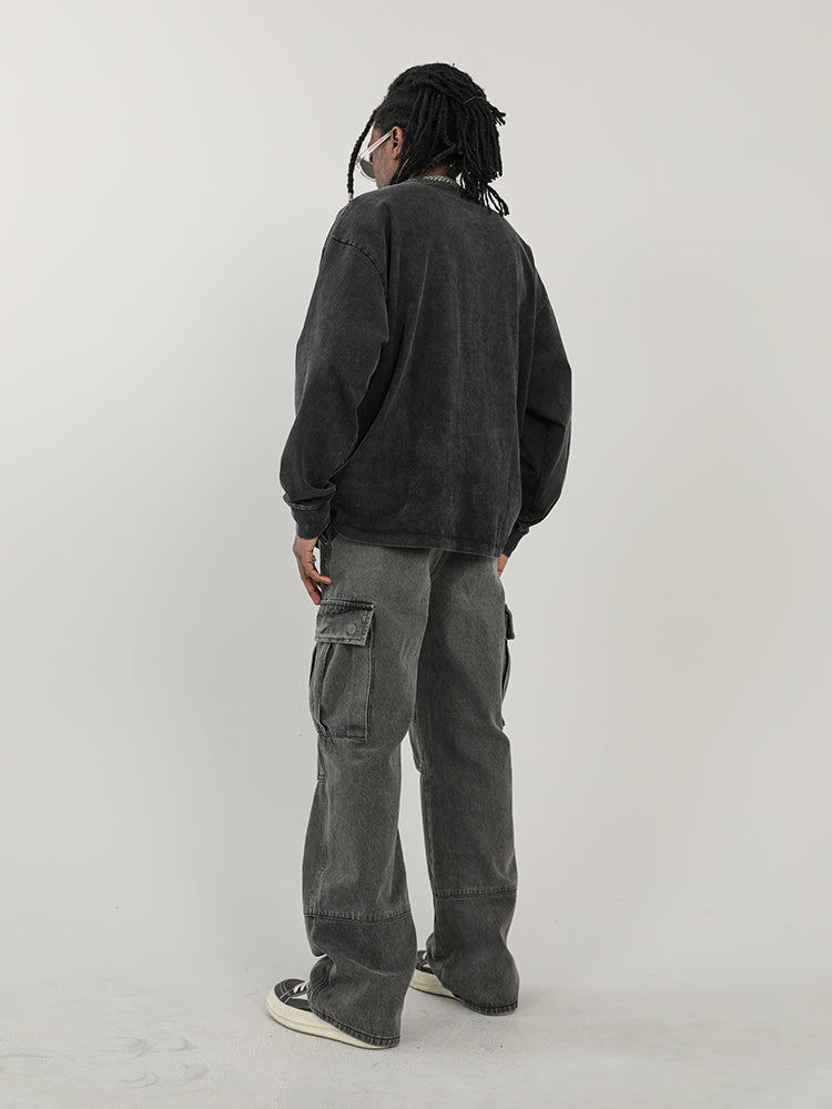 F3F Select Washed Patchwork Multi Pocket Work Cargo Pants