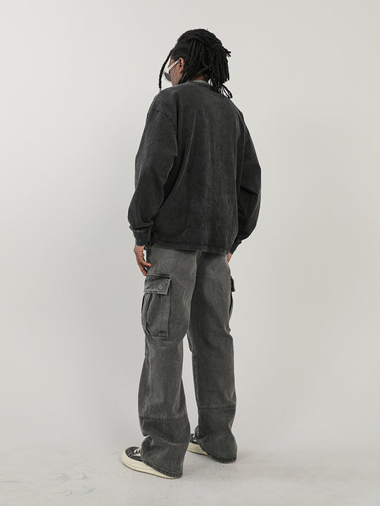 F3F Select Washed Patchwork Multi Pocket Work Cargo Pants