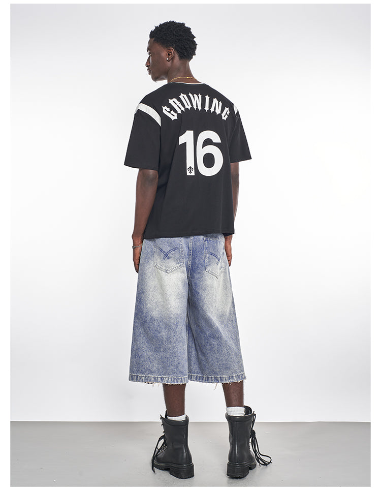 F3F Select Light Blue Destroyed Denim Baggy Shorts | Face 3 Face