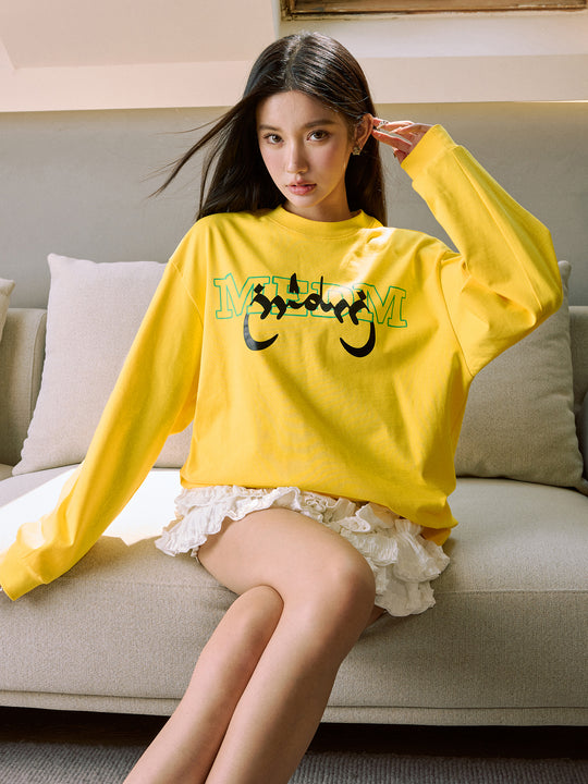 MEDM Arched Logo Handwritten Long Sleeve Tee | Face 3 Face