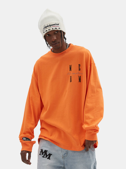 MEDM Standard Logo Embroidered Long Sleeve Tee | Face 3 Face