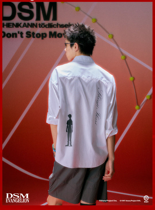 DSM x EVA Shinji Ikari Embroidered Striped Long Sleeve Shirt