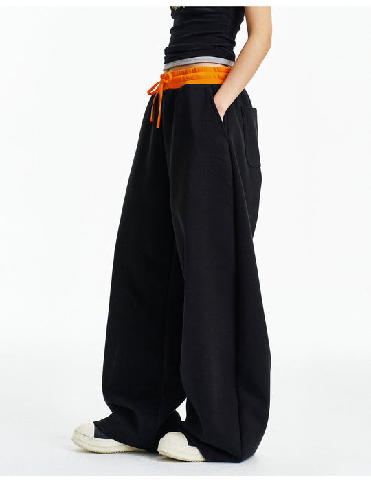 MEDM Color Block Waist Air Layered Baggy Sweatpants | Face 3 Face
