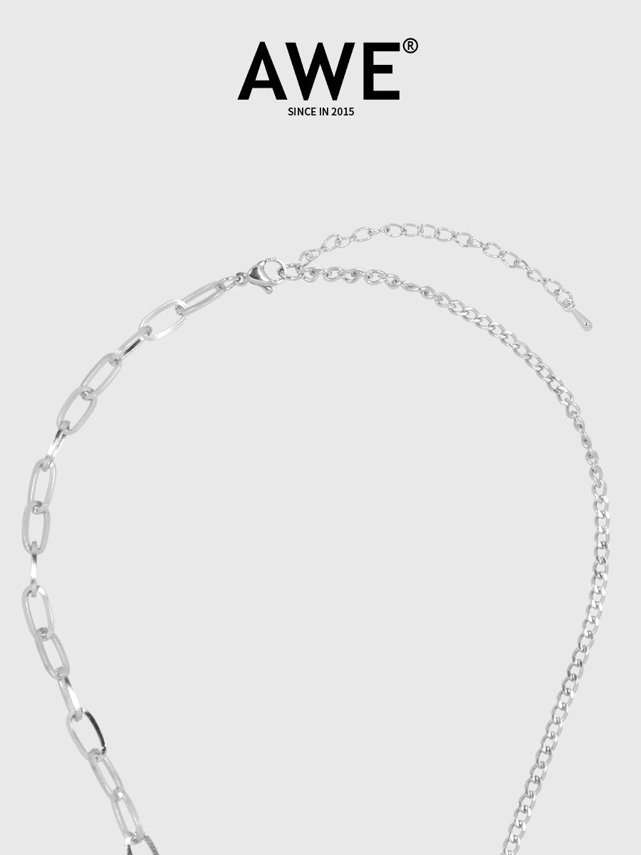 AWE Diamond Pin Black Heart Chain Necklace | Face 3 Face