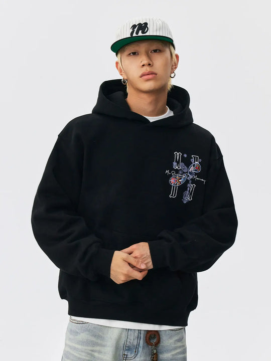 MEDM Ethnic Paisley Flower Embroidered Hoodie | Face 3 Face