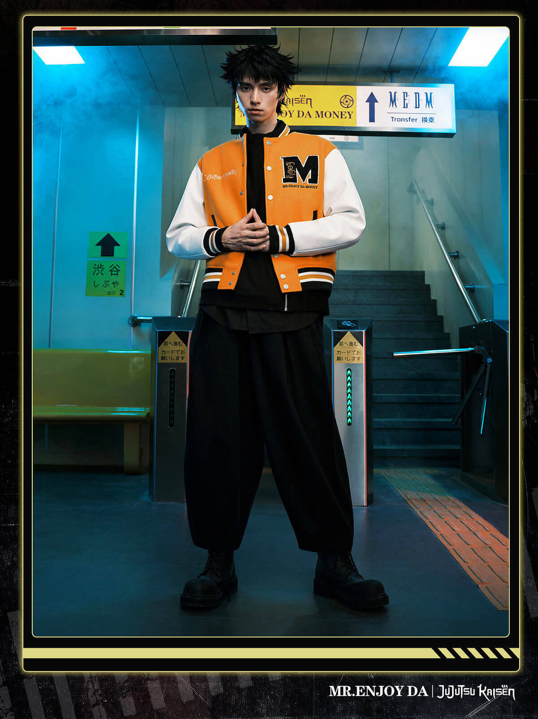 MEDM × Jujutsu Kaisen Character Patch Varsity Jacket | Face 3 Face