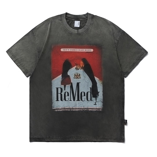 Remedy Inspired Print Washed Aged Tee | Face 3 Face