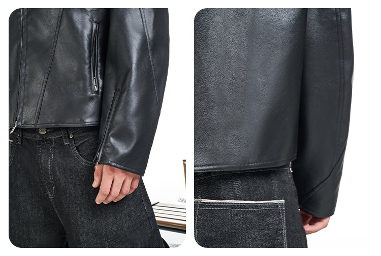 F3F Select Glossy PU Leather Racing Jacket | Face 3 Face