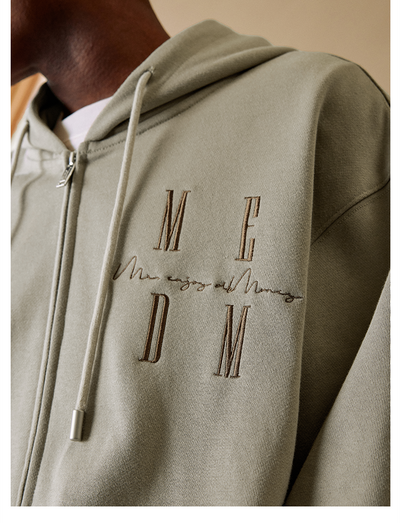 MEDM Basic Logo Embroidery Zip Up Hoodie | Face 3 Face