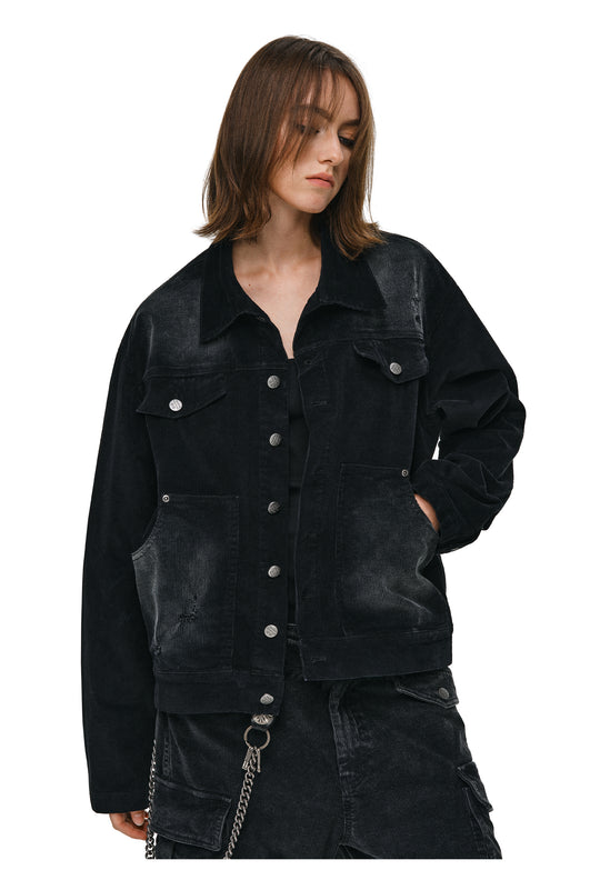 ANTIDOTE Distressed Washed Corduroy Work Jacket | Face 3 Face