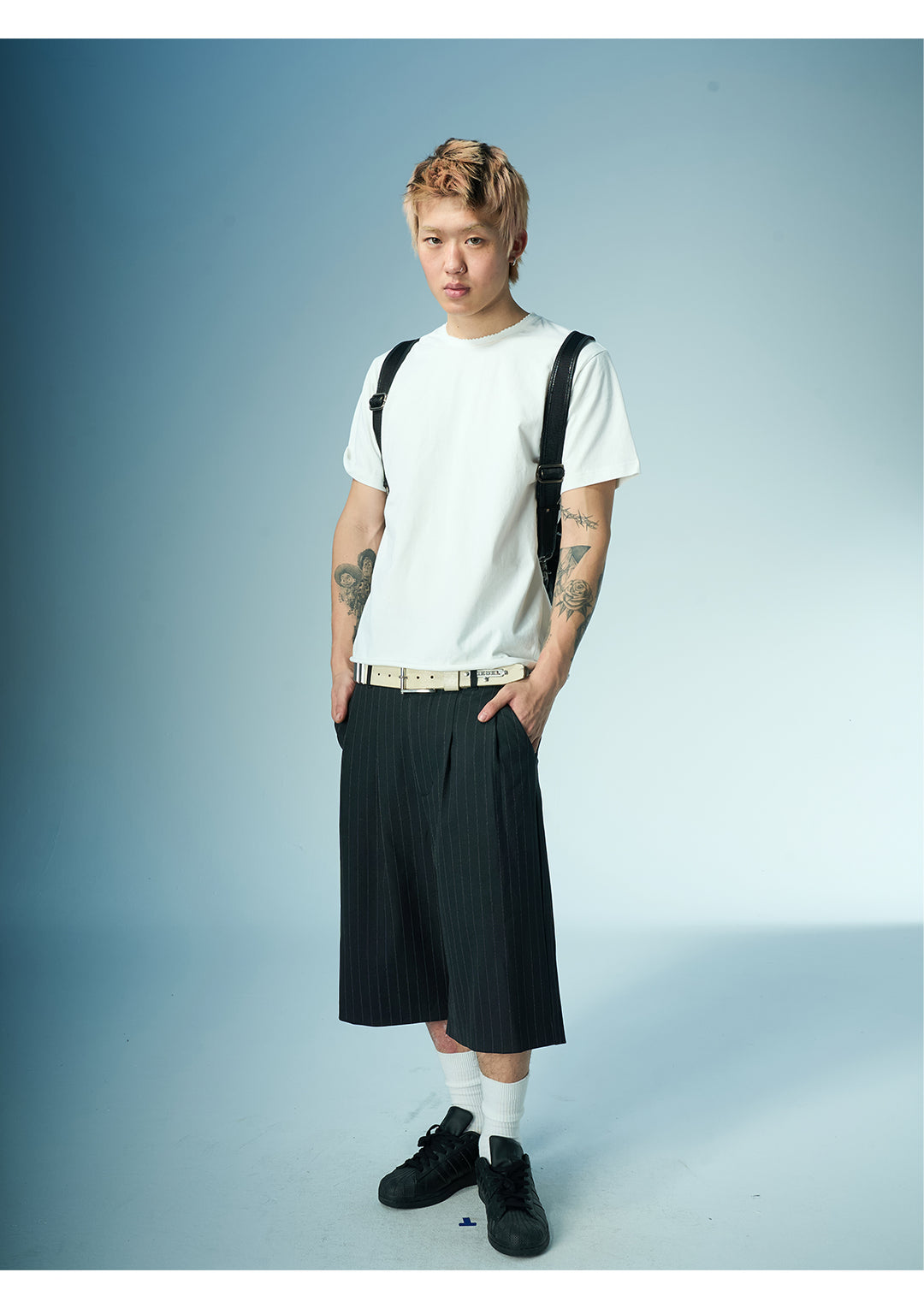 EVILKNIGHT(EK) Dark Pinstripe Suit Shorts | Face 3 Face