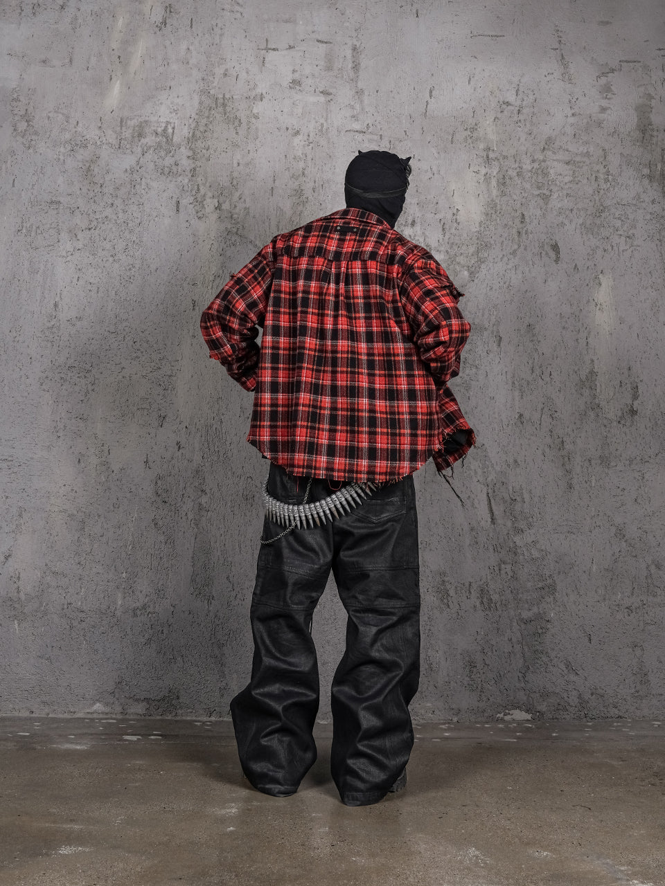 UNDERWATER Scarlet Plaid Deconstructed Destroyed Shirt Jacket | Face 3 Face