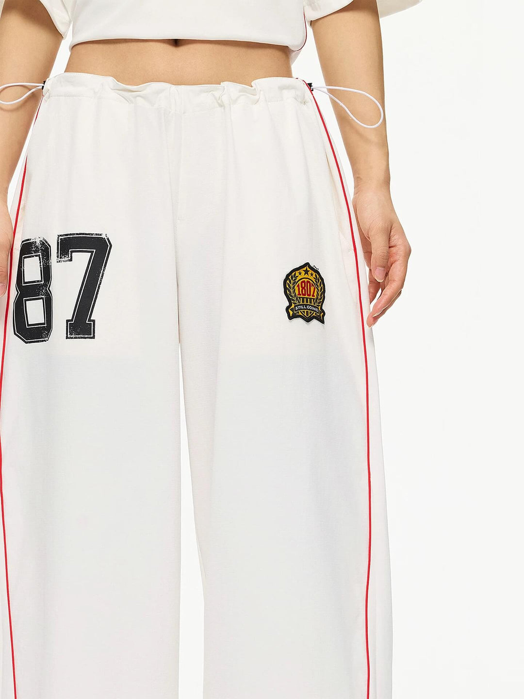 1807 Contrast Piping Baggy Track Pants | Face 3 Face