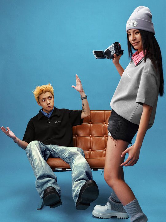 YADcrew Double Collar Layered Twisted Plaid Polo | Face 3 Face