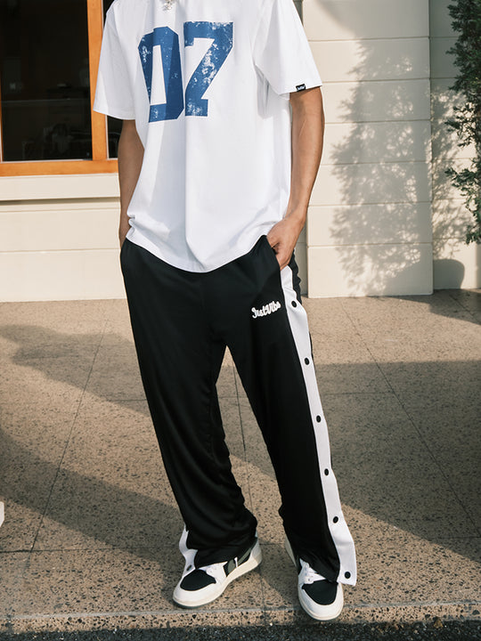 JUST VIBE Side Button Mesh Track Pants | Face 3 Face