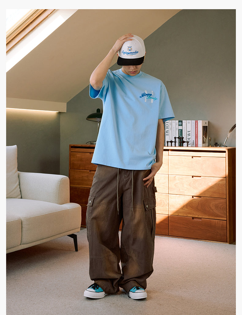 MEDM Fuzzy Embroidered Print Logo Tee | Face 3 Face