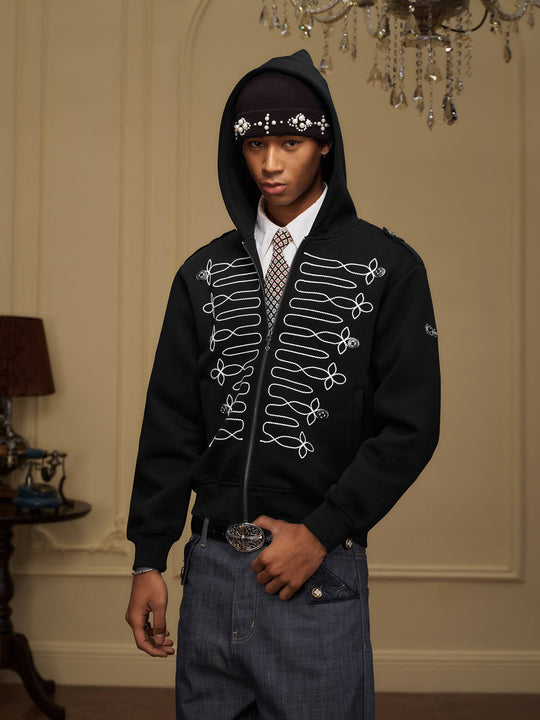 YADcrew Napoleonic Style Epaulette Zip Up Hoodie | Face 3 Face