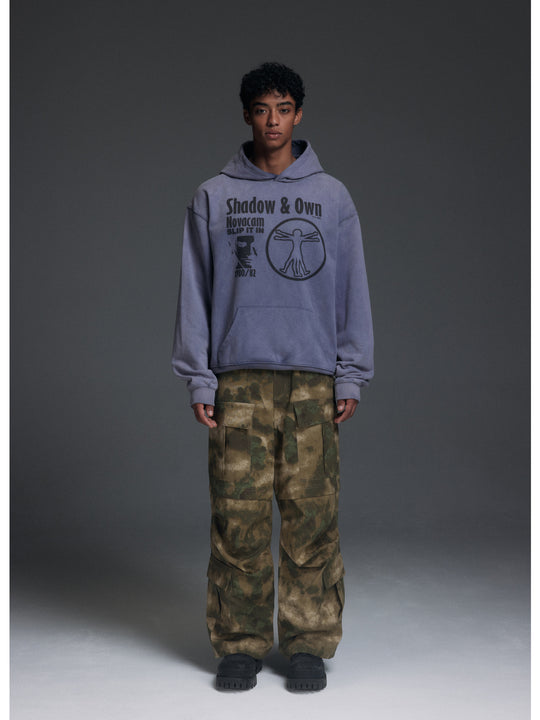 NOVACAM Washed Distressed Black Circle Hoodie | Face 3 Face