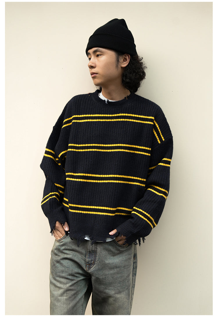 Remedy Striped Distressed Knit Sweater | Face 3 Face