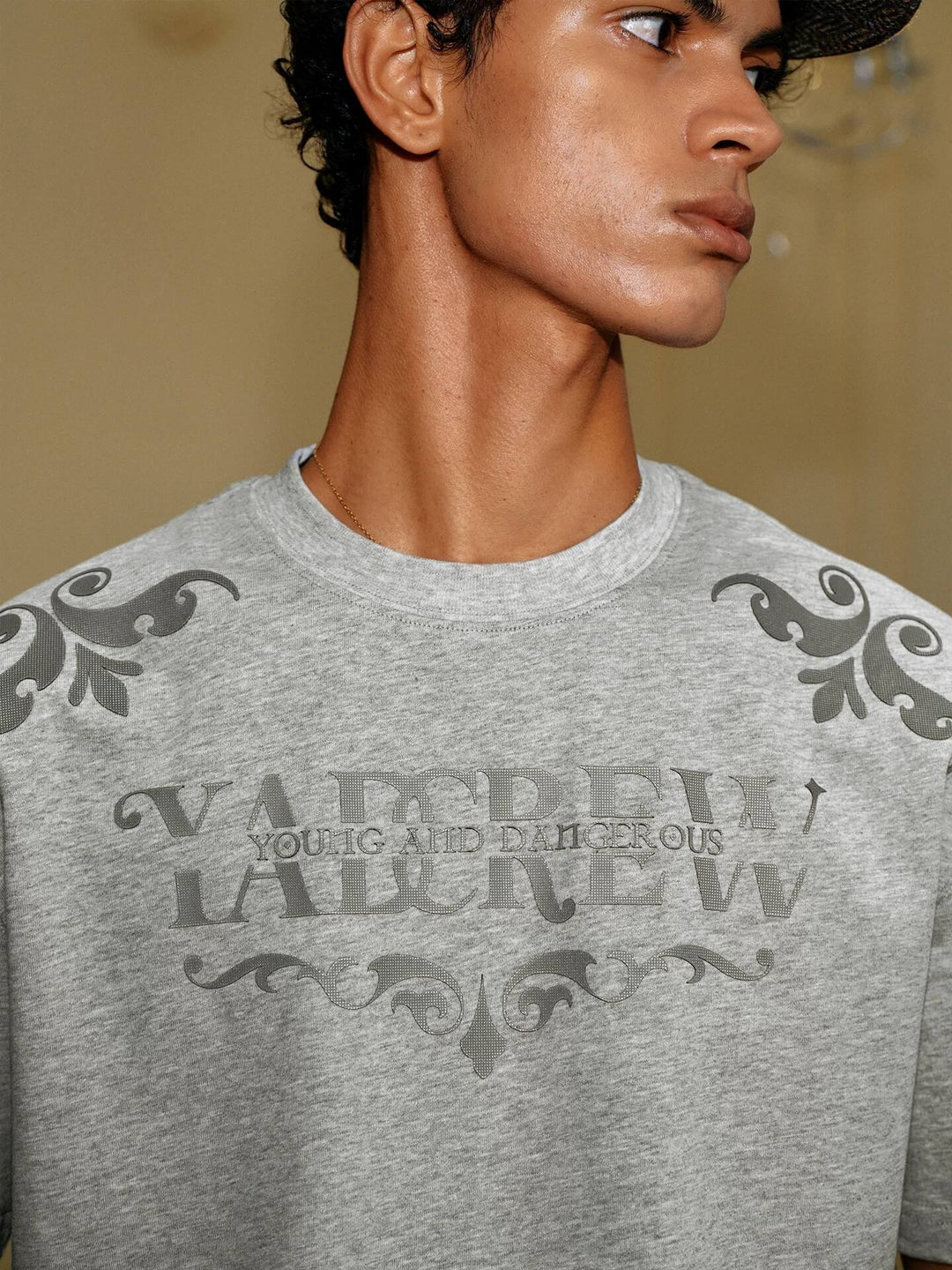 YADcrew Baroque Raised Logo Print Tee | Face 3 Face