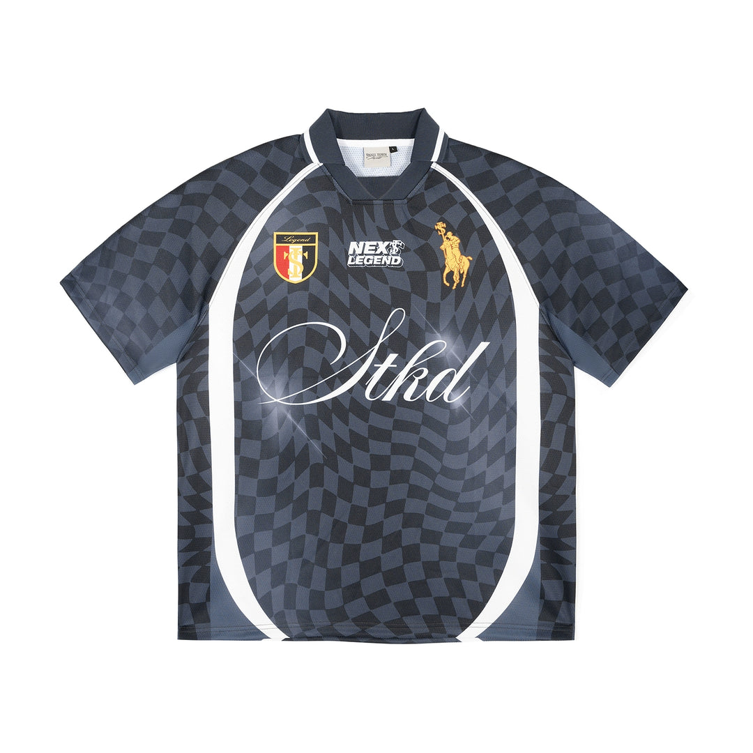 Small Town Kid Twisted Plaid Patchwork Polo Jersey | Face 3 Face